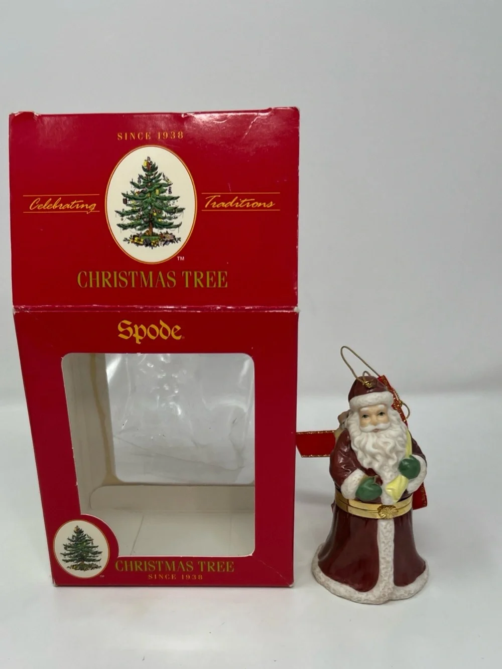 Spode Santa Hinged Trinket Box Ornament Christmas/Holiday Vintage In Box
